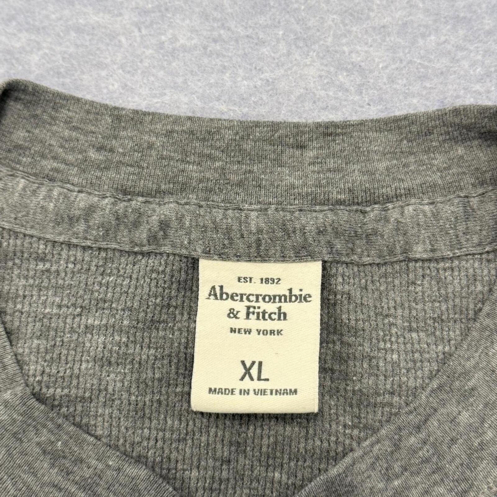 Vintage Abercrombie & Fitch Grey Button Up Grandad Preppy Moose T-Shirt Men’s XL