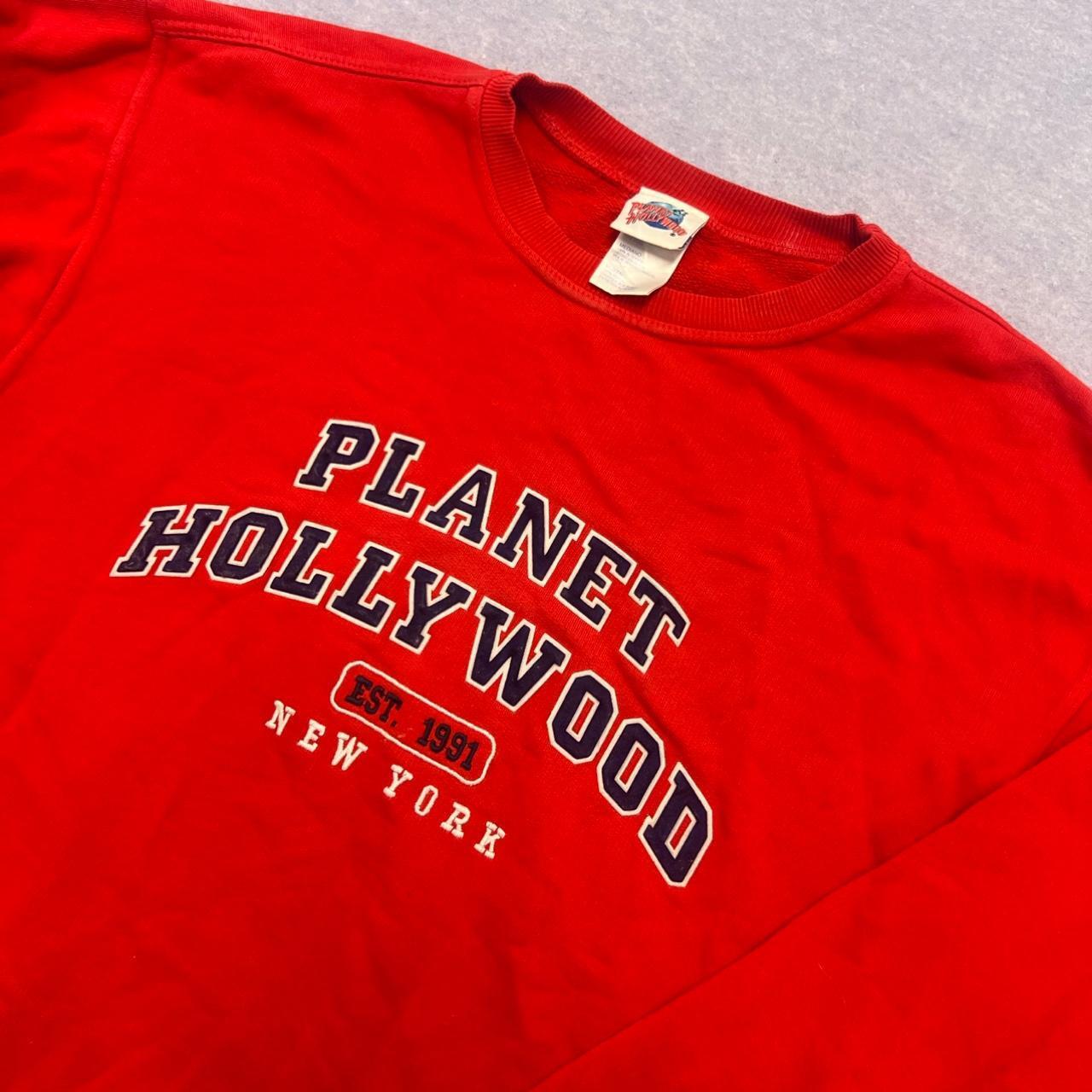 Vintage 1998 Planet Hollywood New York Embroidered Sweatshirt Red Oversize Medium