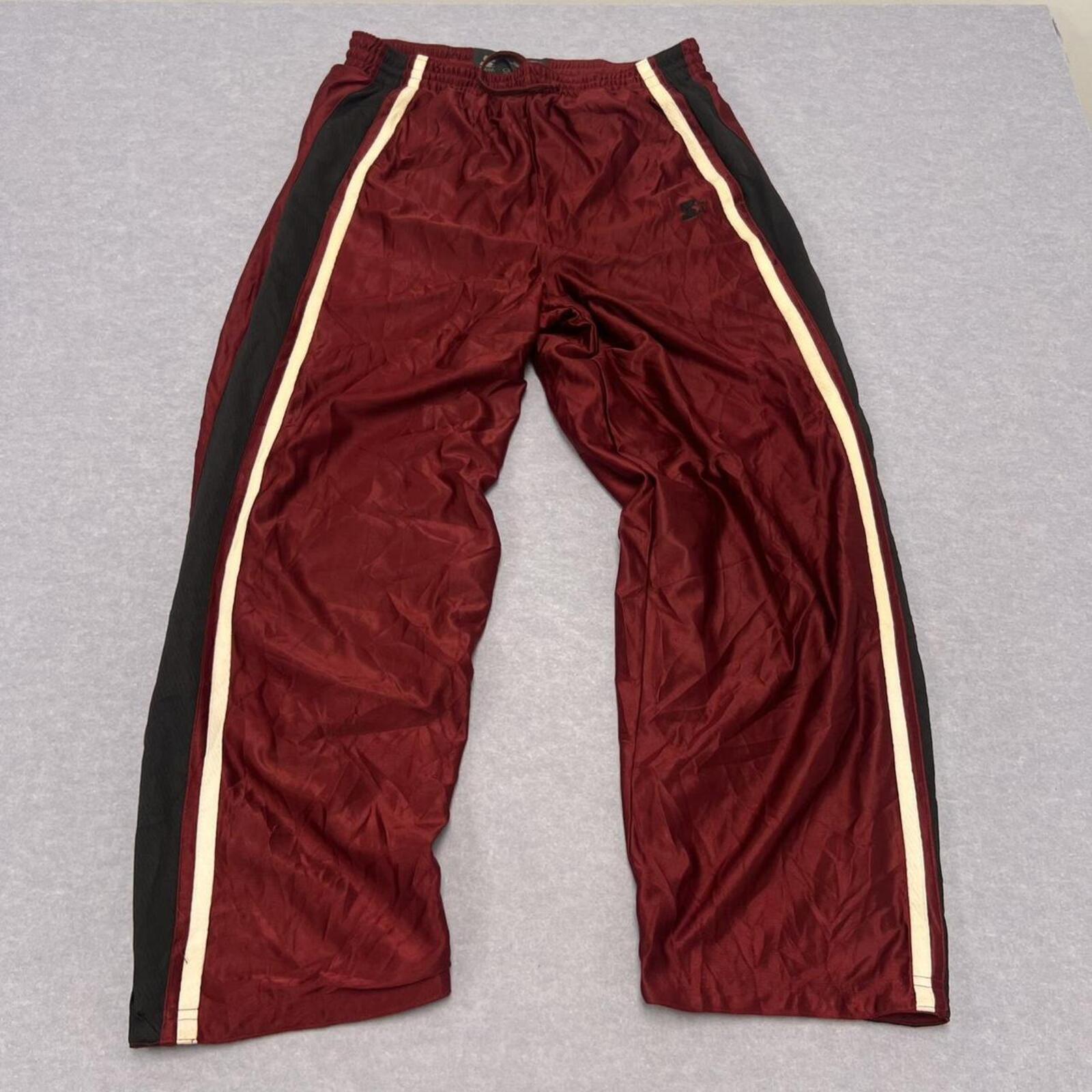 Vintage 90s Starter Men's Burgundy & Black Striped Baggy Streetwear Track Pants Y2K Oversized Large