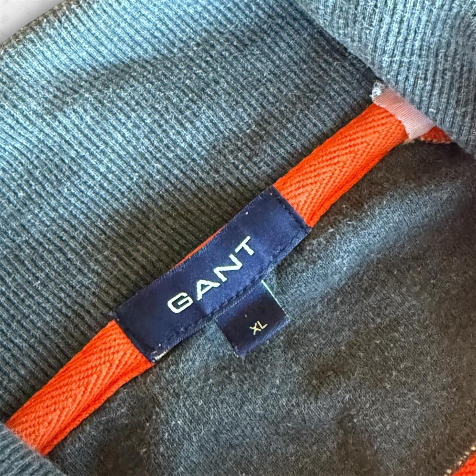 Vintage GANT Men’s Orange & Black Spell Out Full Zip Jacket Preppy XL