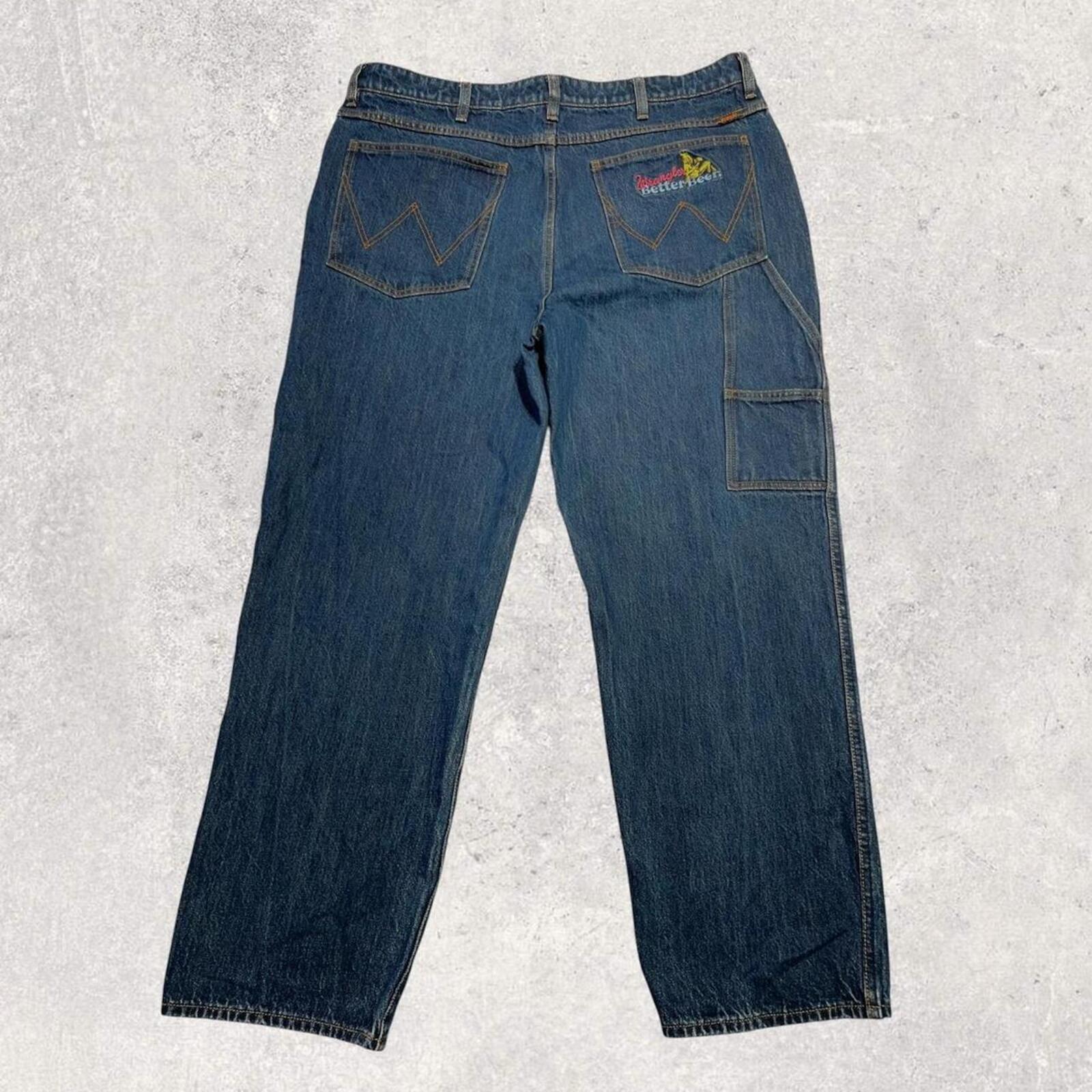 Wrangler x Better Beer Men's “SLAKER”  RARE Collab Carpenter Denim Jeans Skater Streetwear Size W36”