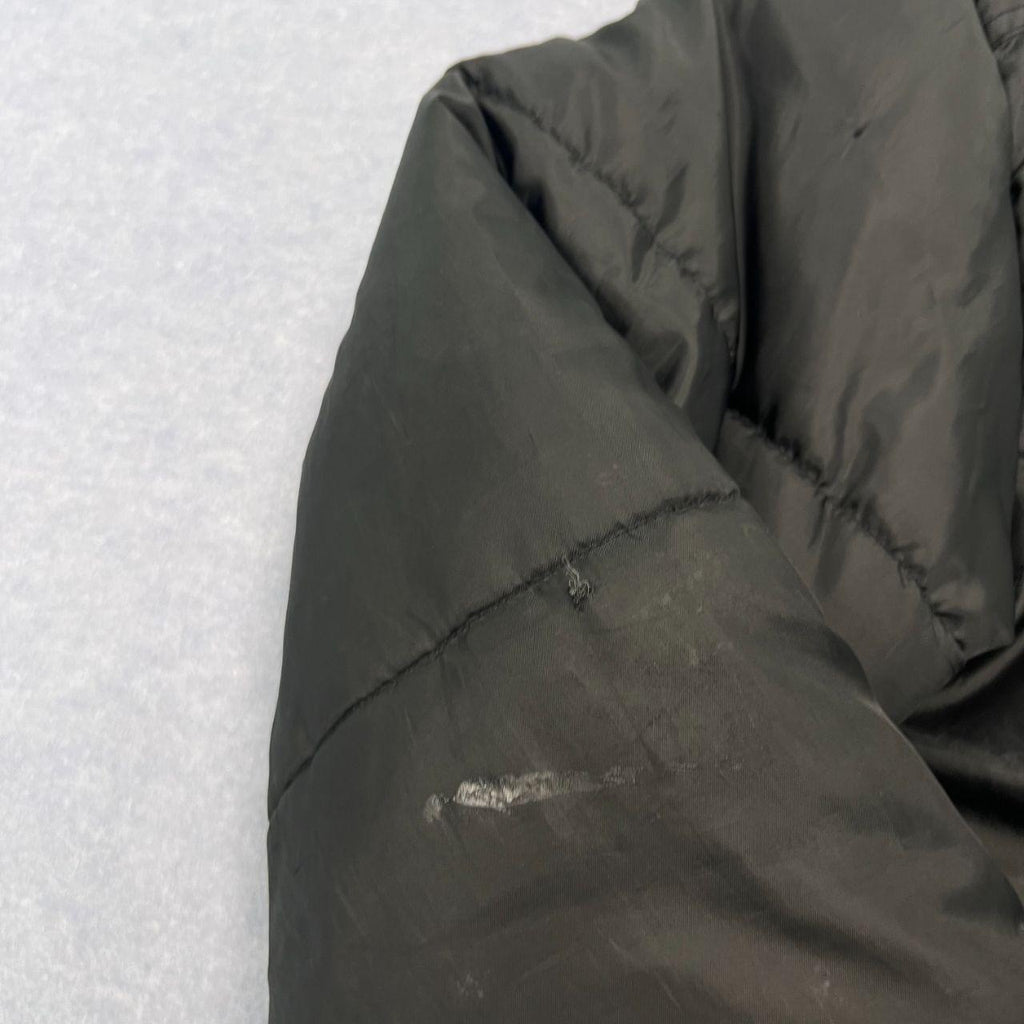 Vintage 1990s Adidas Black Large Logo Full Zip Puffer Jacket Oversized Medium