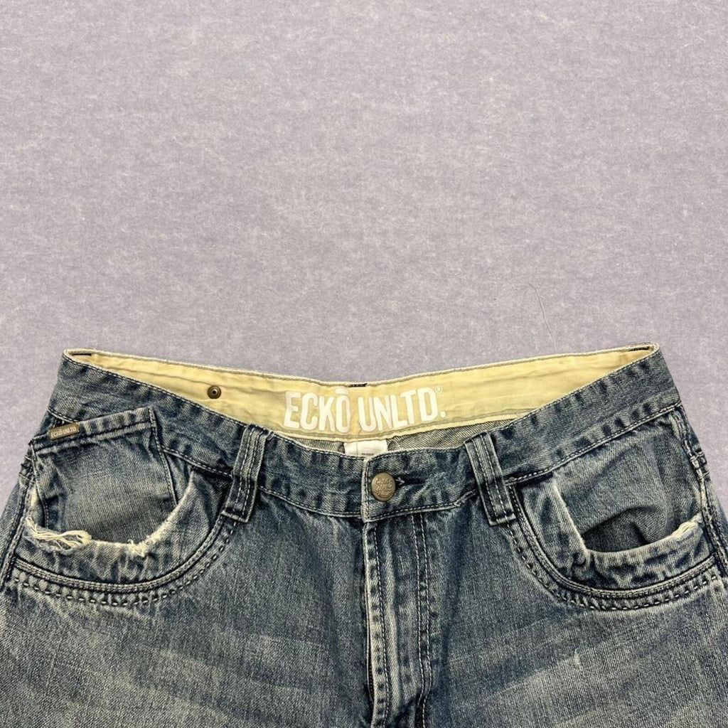 Vintage Ecko Unltd Baggy Jeans Light Wash Eagle Embroidery Y2K Men's W36