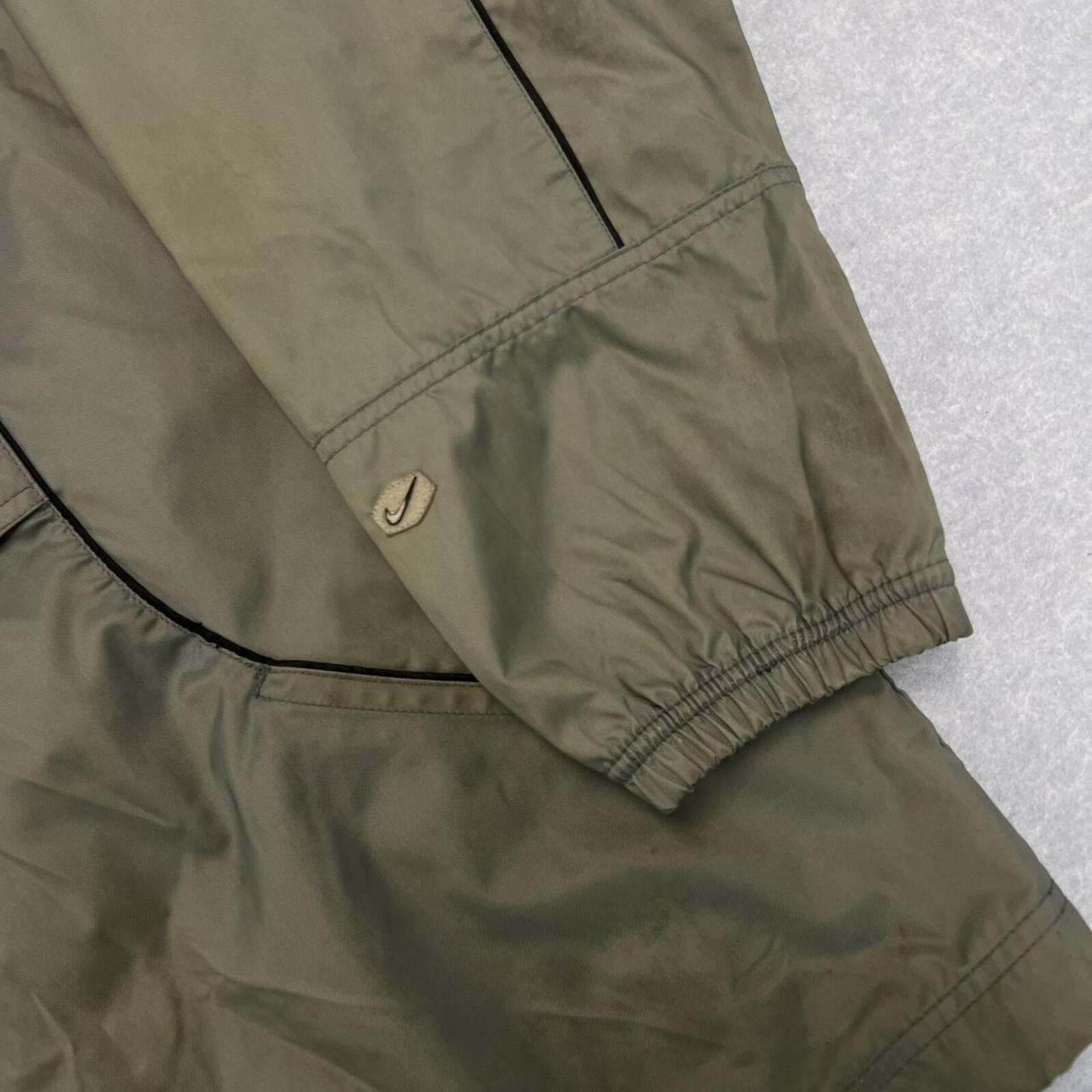 Vintage 90s Nike Grey Khaki Hooded Anorak Half Zip Windbreaker Jacket Mens Large
