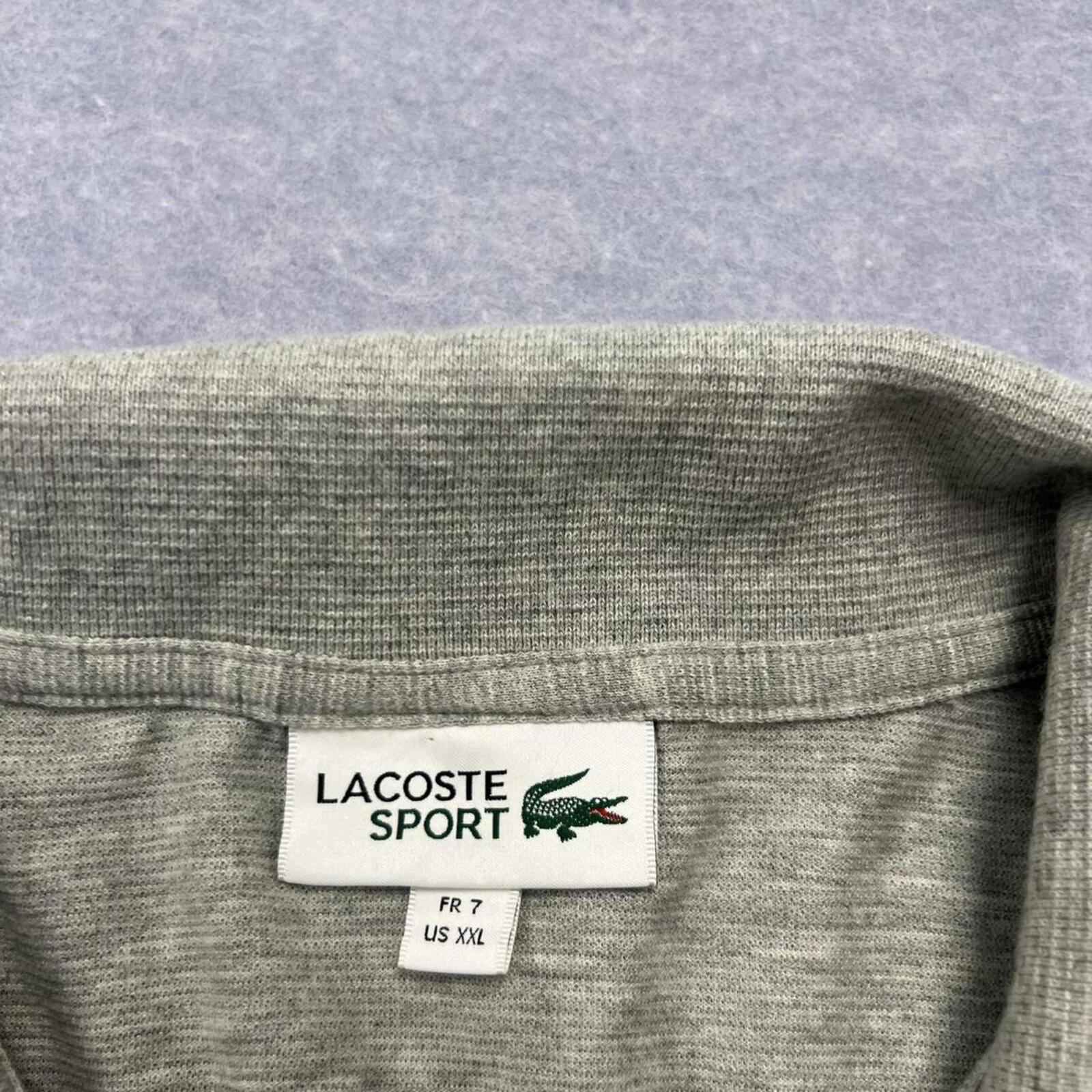 Vintage Lacoste Sport Men's Grey Marl Short Sleeve Polo Shirt Preppy Size 7 XXL