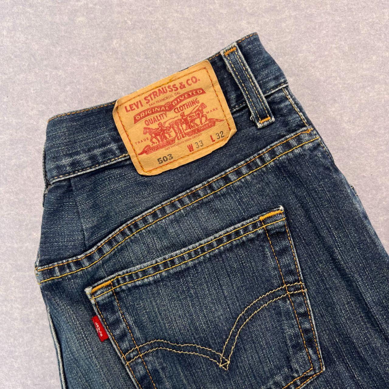 Vintage Levi's 503 Bootcut Dark Wash Navy Denim Jeans Men's Y2K W33 L32