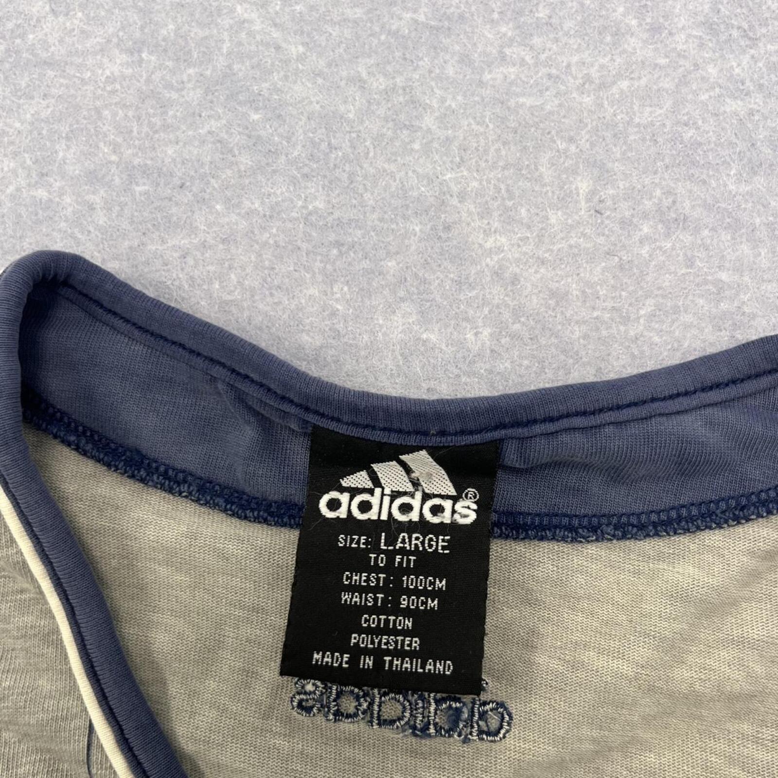 Vintage 2000 Adidas New York Yankees Grey Striped Button Up Baseball Jersey L.