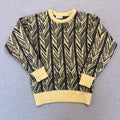 Vintage Chagal Paris Black & White Pure New Wool Icelandic Knit Sweater Men's Medium