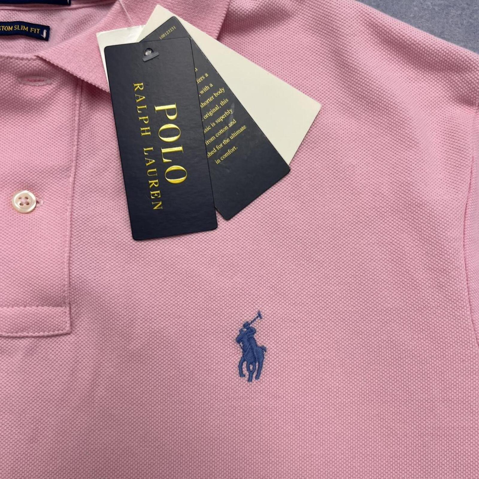 BNWT Polo Ralph Lauren Pink Polo Shirt Custom Slim Fit Men’s Preppy Medium
