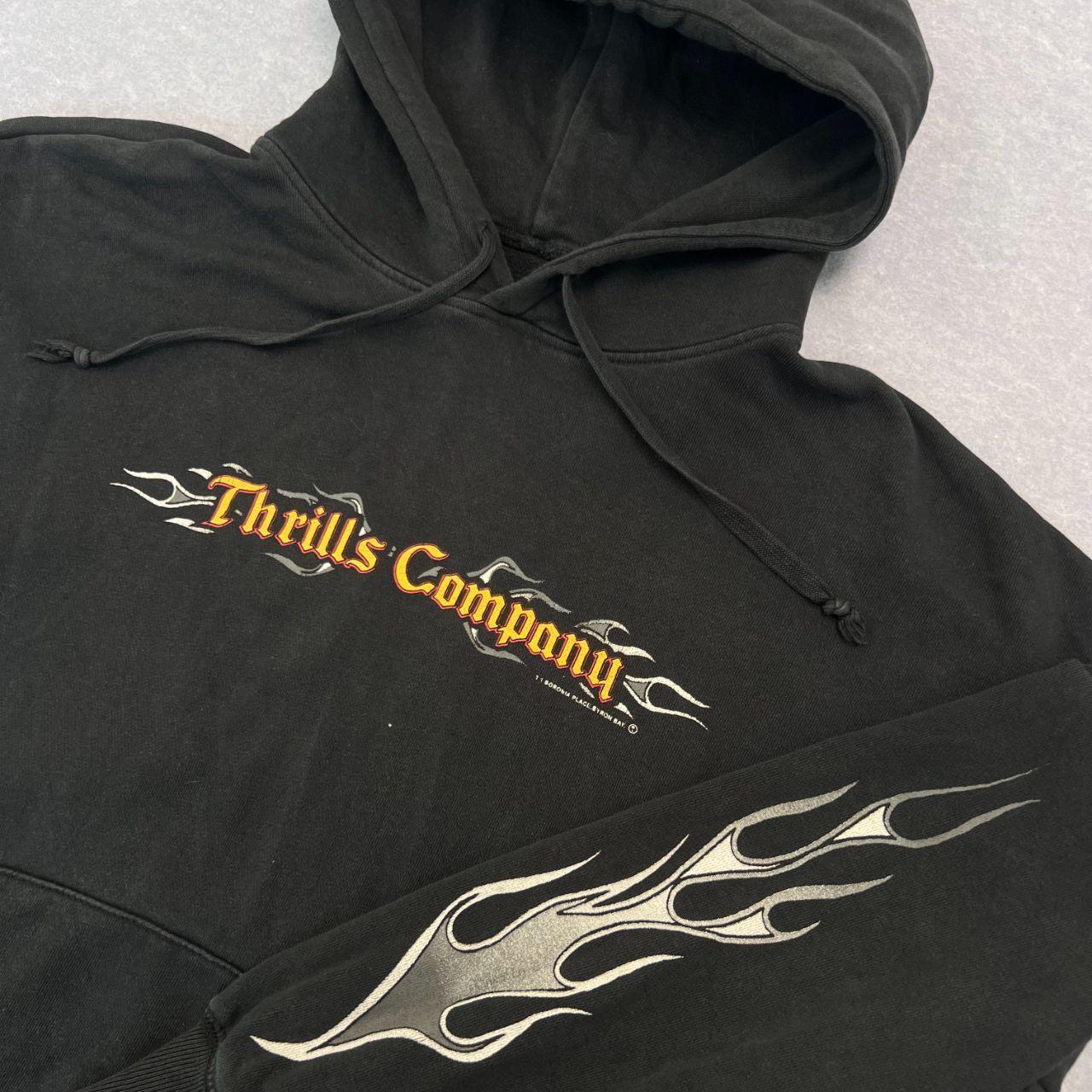 Thrills Company Streetwear Vintage "Harley Davidson Style" Flame Sleeve Hit Graphic Hoodie Oversized Small