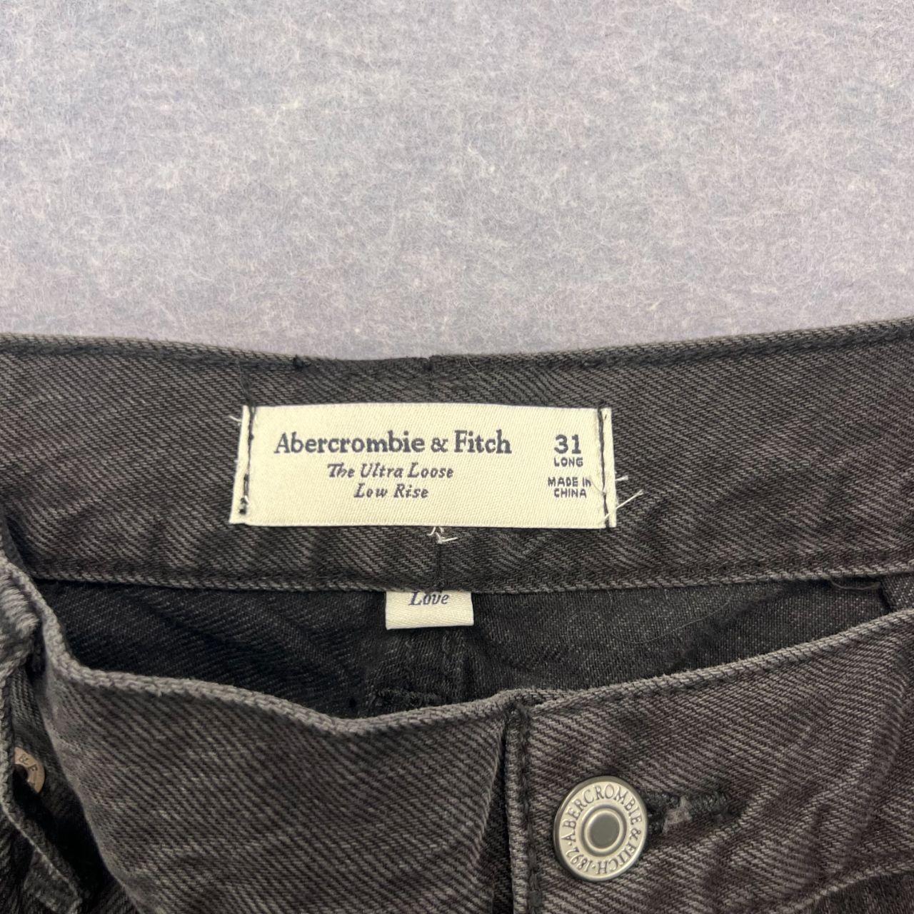Vintage Abercrombie & Fitch Ultra Loose Low Rise Charcoal Black Baggy Jeans Size 31" Long