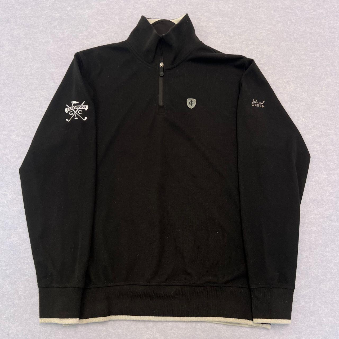 Island Green Golf Mens Black Eastwood Golf Club 1/4 Zip Mock Neck Pullover Large