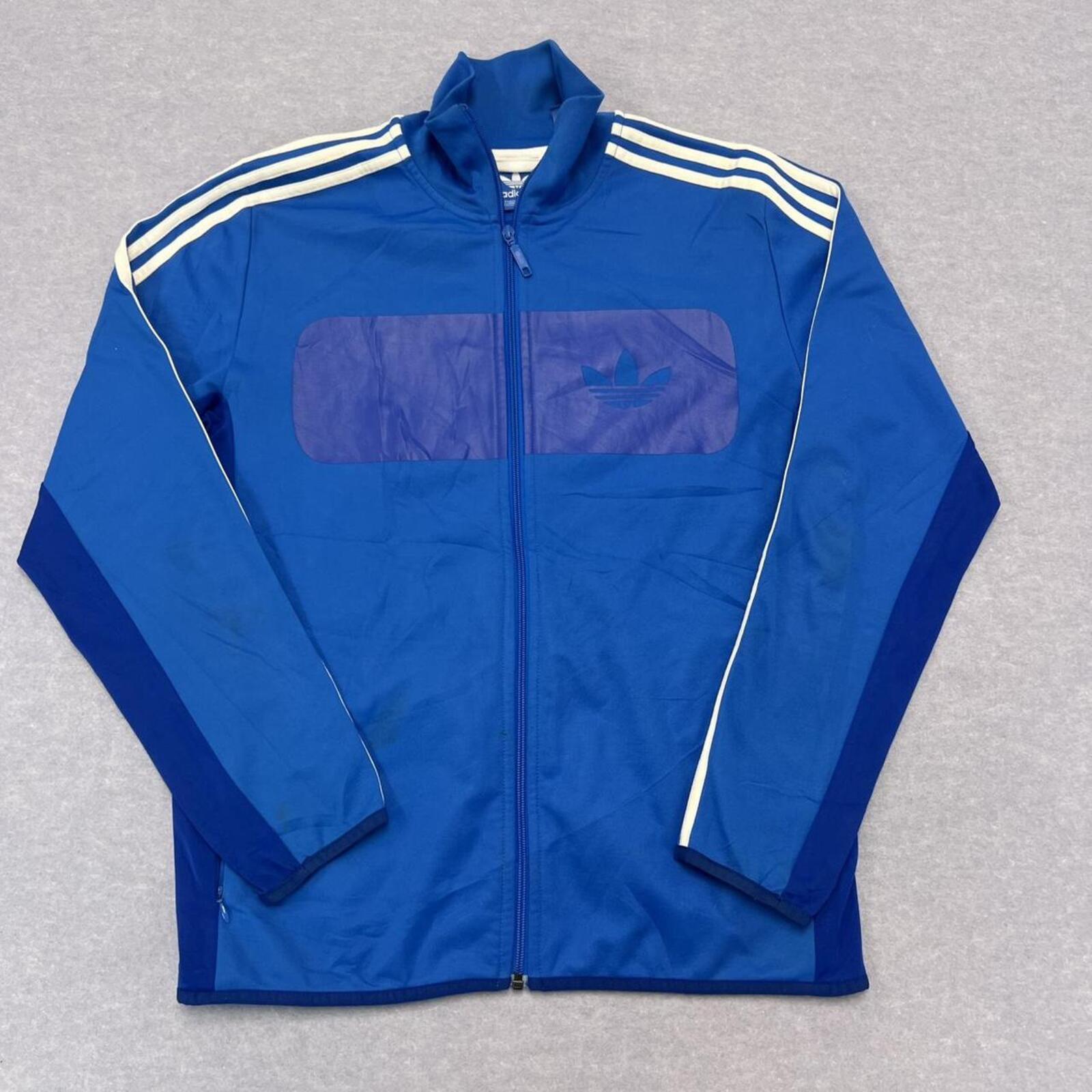 Vintage Adidas Originals Men's Royal Blue Trefoil Track Jacket Size 110 Fits XL