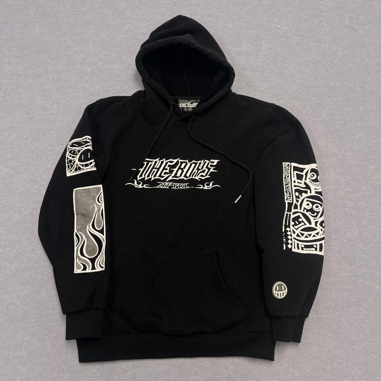 The Boys Warren James YouTube Merch Black & White Graphic Hoodie – Small
