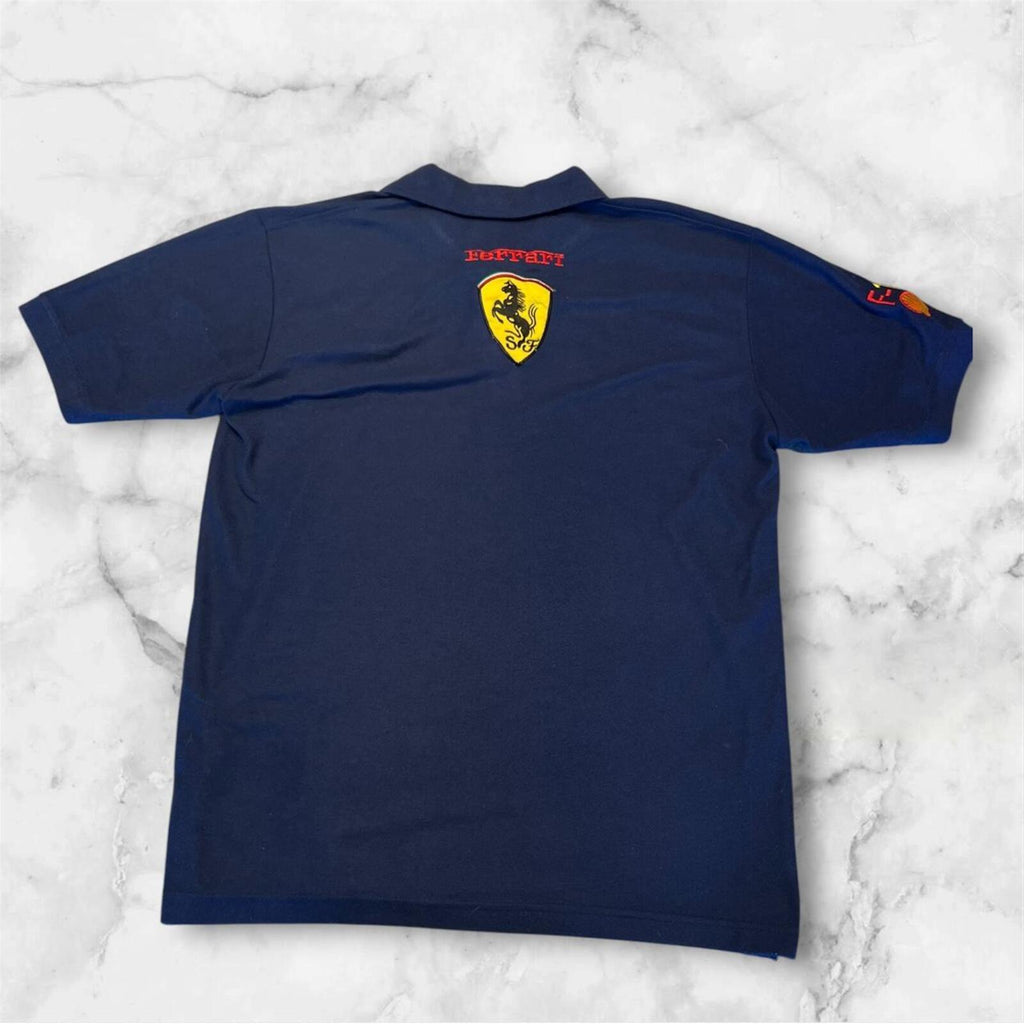 Vintage 1996 Ferrari Official Licensed Men’s Navy Blue Embroidered Logo Polo XL