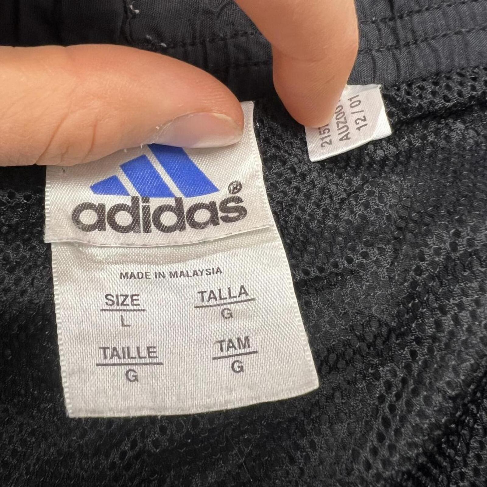 Vintage 2001 Adidas Men's Black & White Striped Baggy Skater Track Pants Large