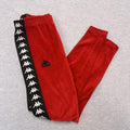 Vintage Kappa Red Velour Omini Tape Track Pants Joggers Tapered Men’s Small