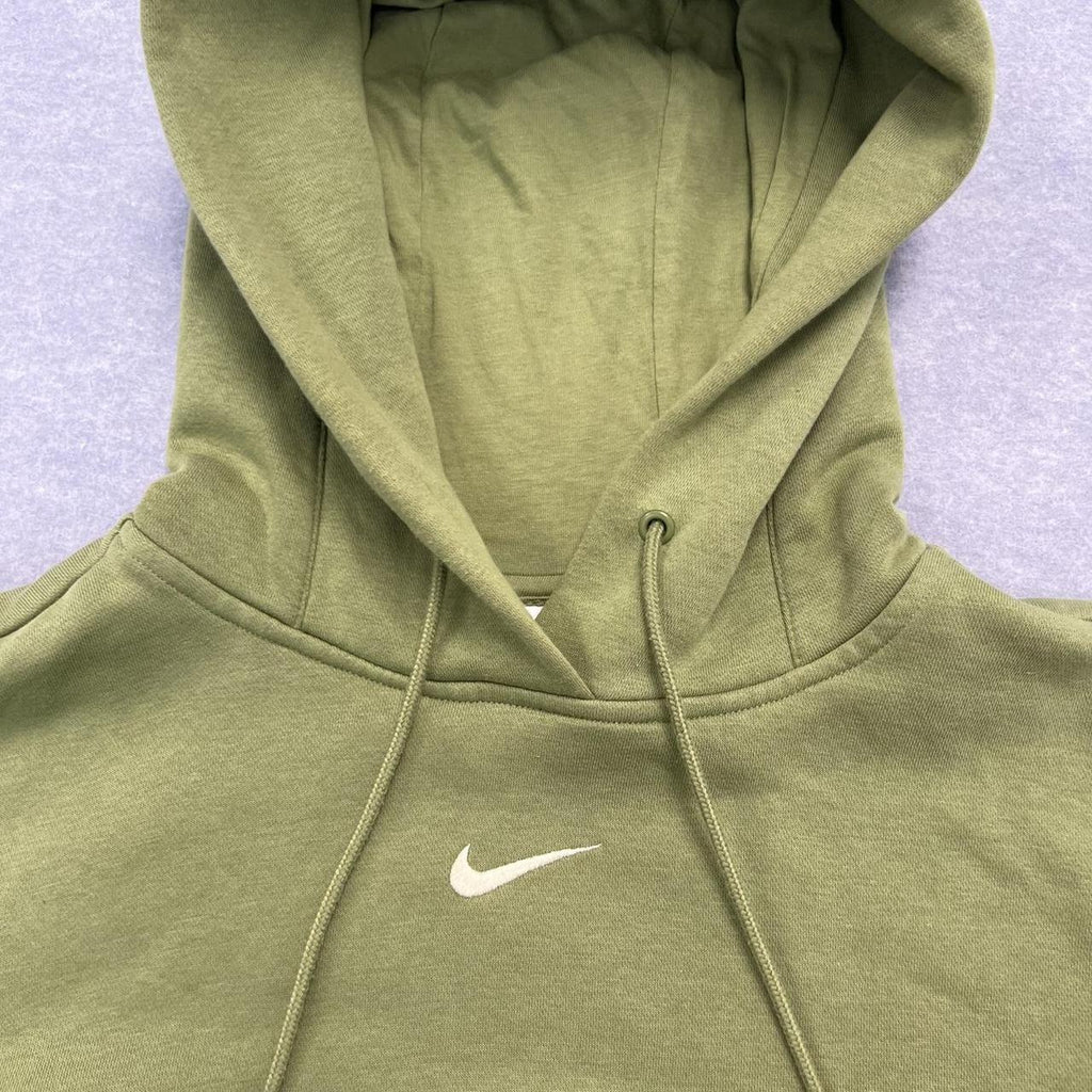 Vintage Nike Centre Swoosh Olive Green Oversized Hoodie Size Small Fits Large