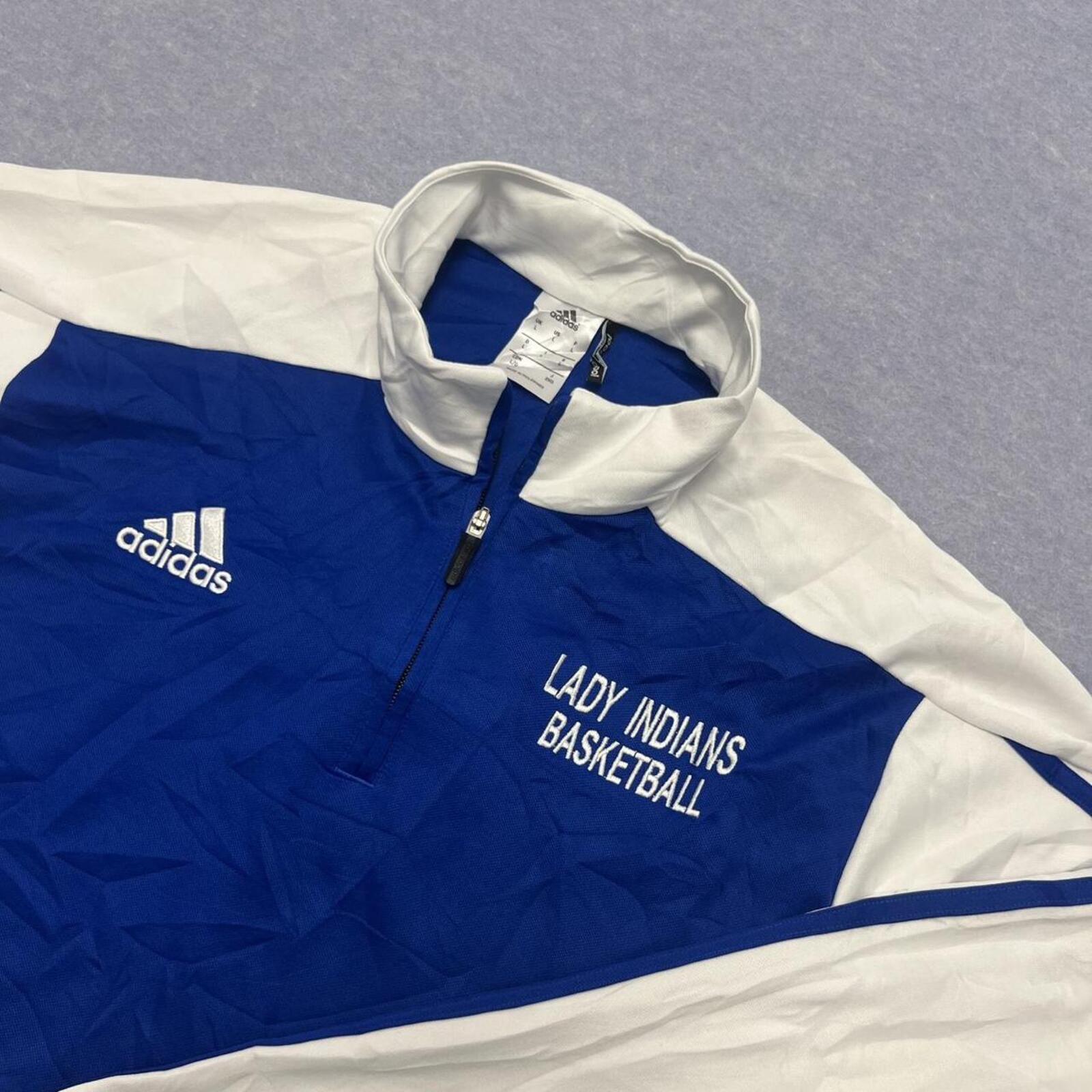 Adidas Lady Indians Basketball Blue & White Striped Track Jacket Men’s Large