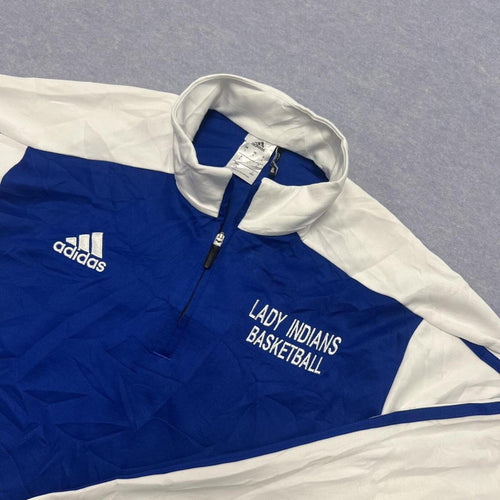 Adidas Lady Indians Basketball Blue & White Striped Track Jacket Men’s Large