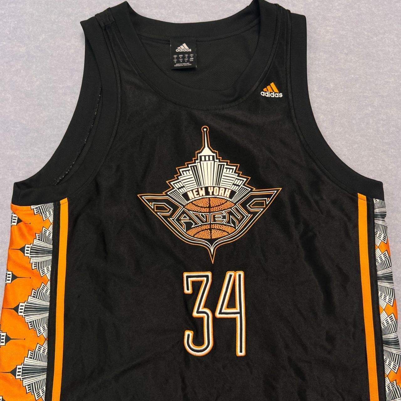 Vintage Adidas New York Ravens Basketball Jersey No.34 Black Orange Men's Medium