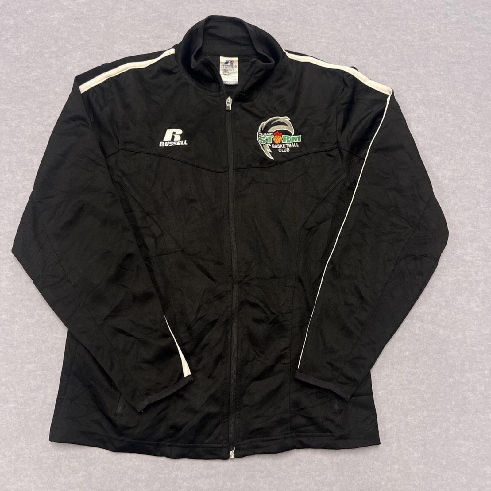 Vintage Russell Athletic Calgary Storm Basketball Club Track Jacket Black Small