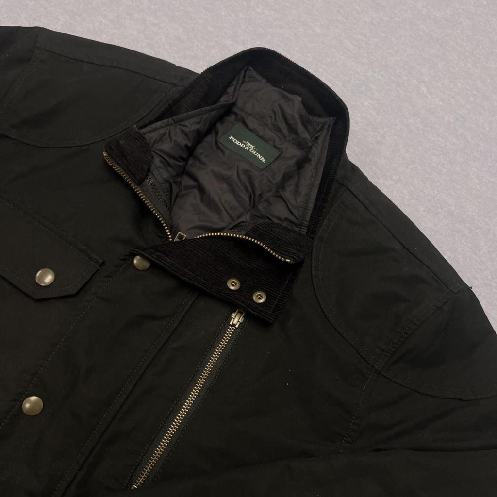 Rodd & Gunn Harper Waxed Field Jacket Black w/ Quilted Liner Men's Large