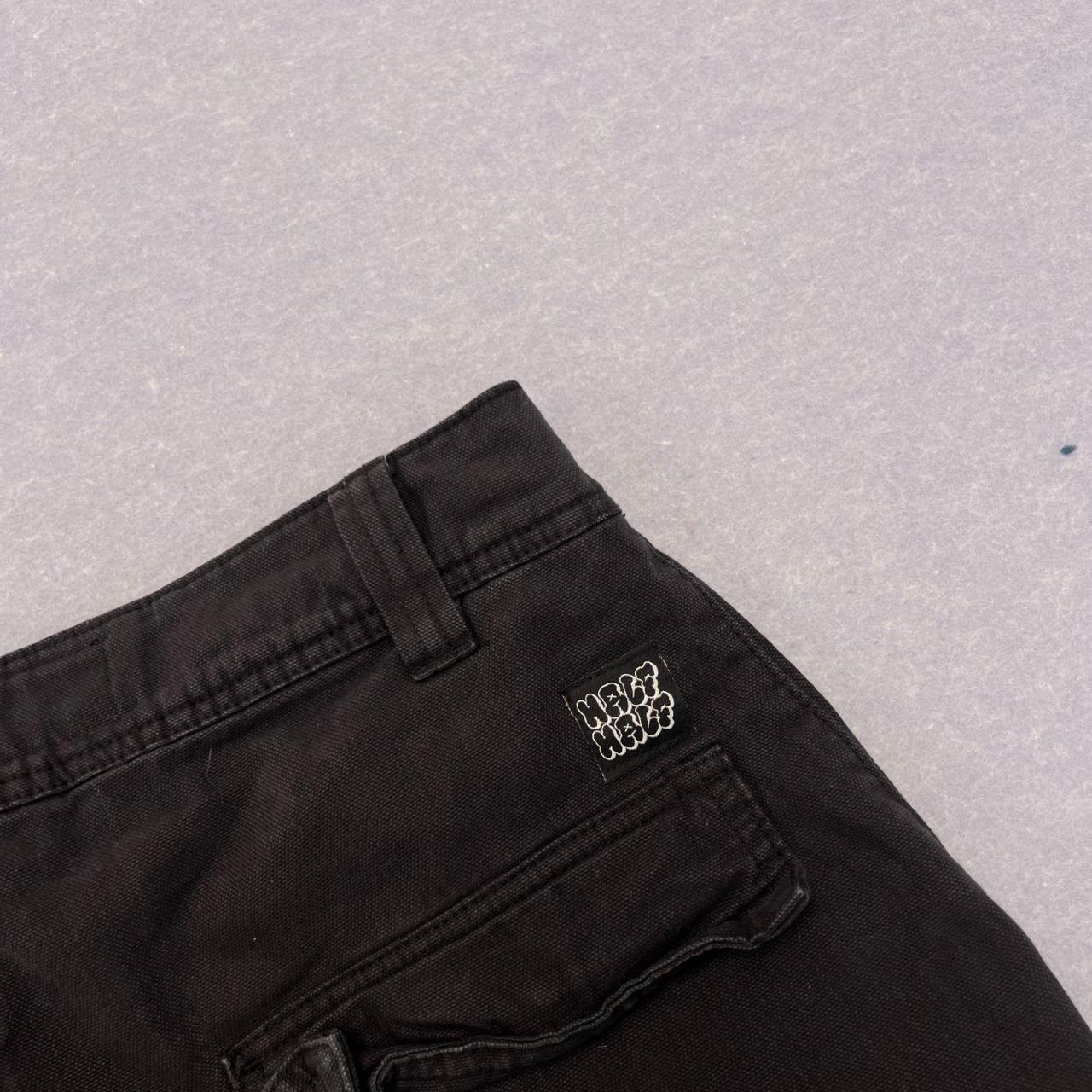 Half Half Streetwear Baggy Black Cargo Pants Utility Wide Leg Carpenter W30"