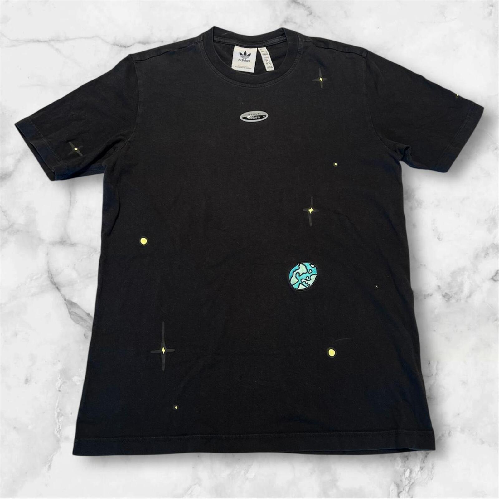 Adidas Men’s R.Y.V Black Outer Space Embroidered Y2K Graphic T-Shirt Small