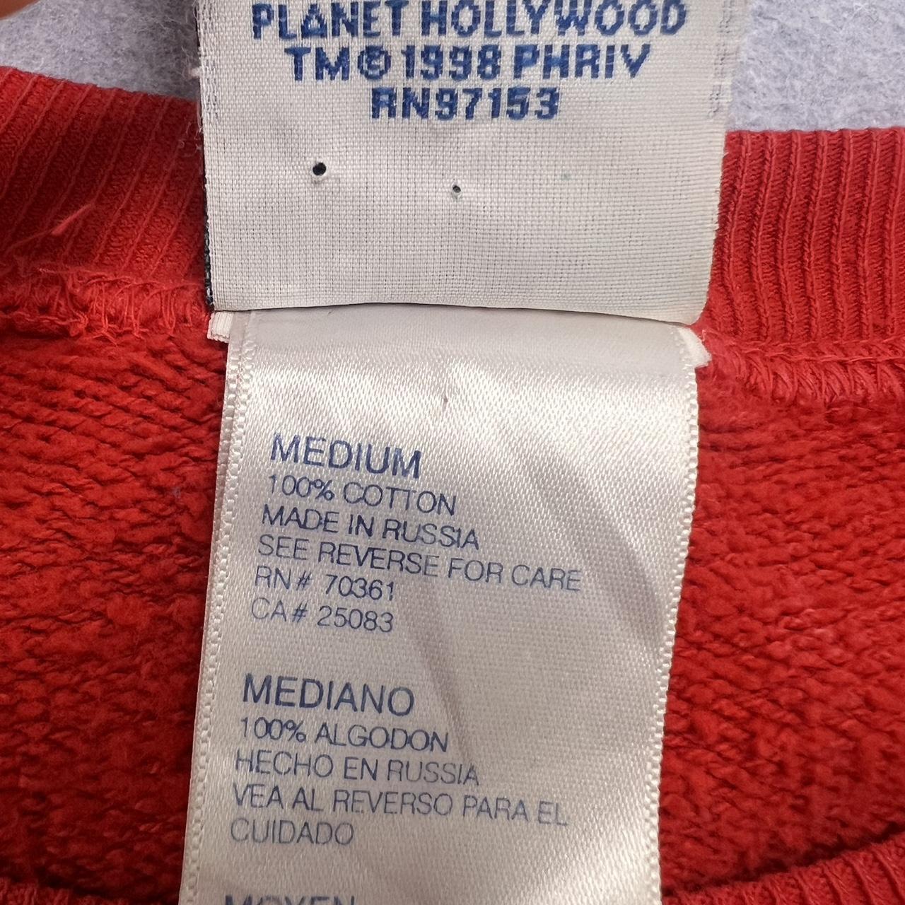 Vintage 1998 Planet Hollywood New York Embroidered Sweatshirt Red Oversize Medium