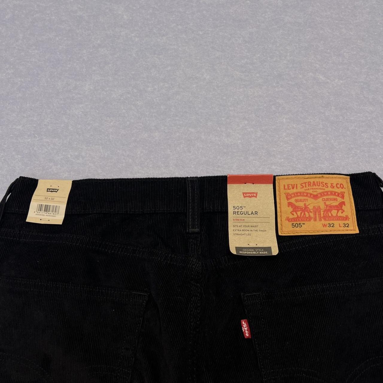 BRAND NEW Levi’s 505 Regular Black Corduroy Jeans / Trousers Pants Men’s W32 L32