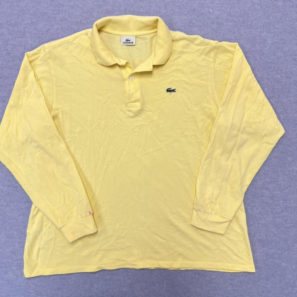 Vintage Lacoste Men’s Yellow Long Sleeve Dress Polo Shirt Preppy Size 6 (XXL)