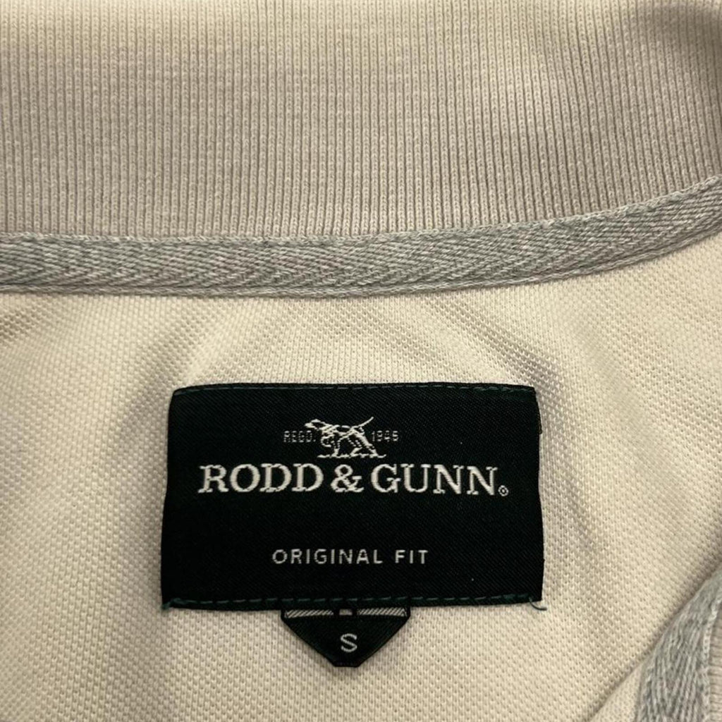 Vintage Rodd & Gunn Men's Original Fit Light Grey  Off White Polo Shirt Small