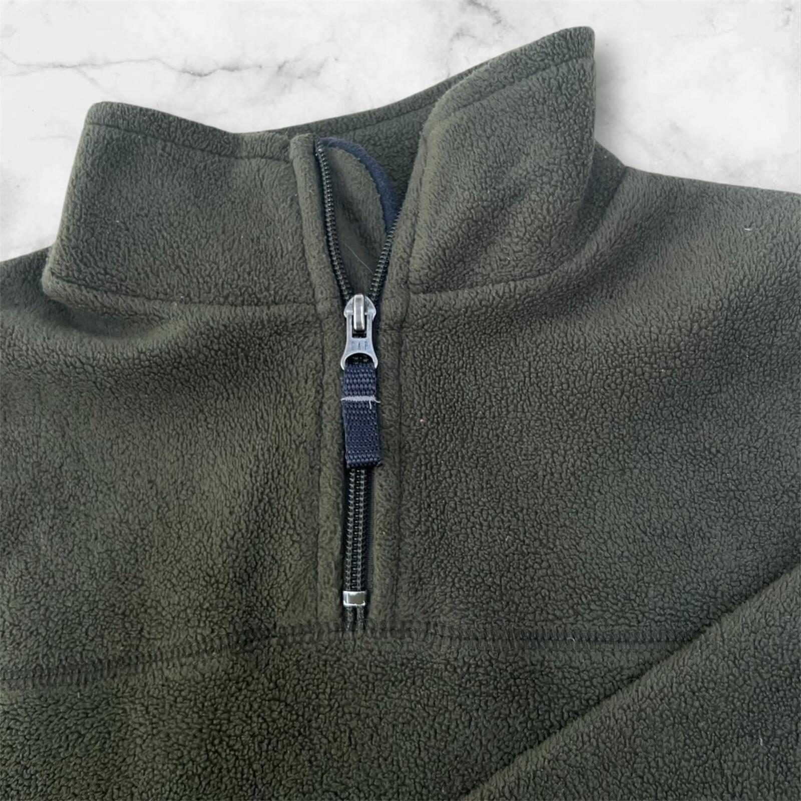 Vintage 1980’s GAP Forrest / Olive Green Fleece 1/4 Zip Jumper Men’s Small