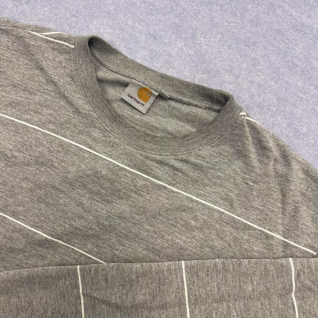 Vintage Carhartt Mellow Wire Stripe Grey & White Sweatshirt Streetwear Large