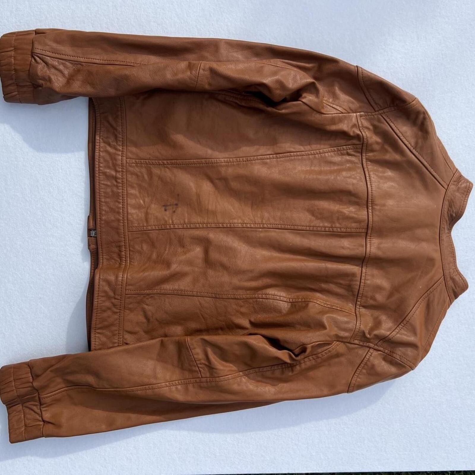 Vintage MODA International Women's Tan Brown Genuine Leather Moto Jacket Medium