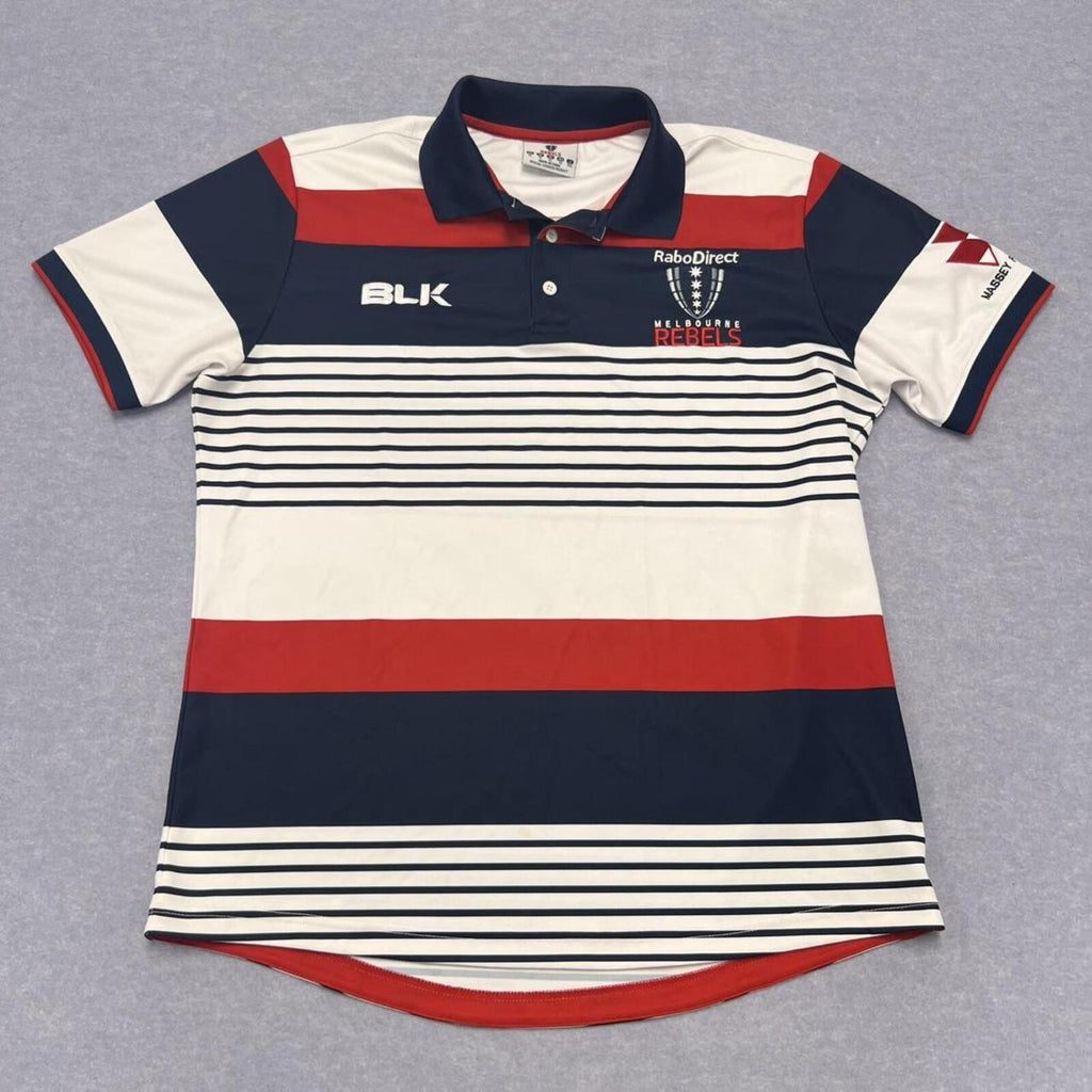 BLK Melbourne Rebels Rugby Jersey Polo Striped Men's XL