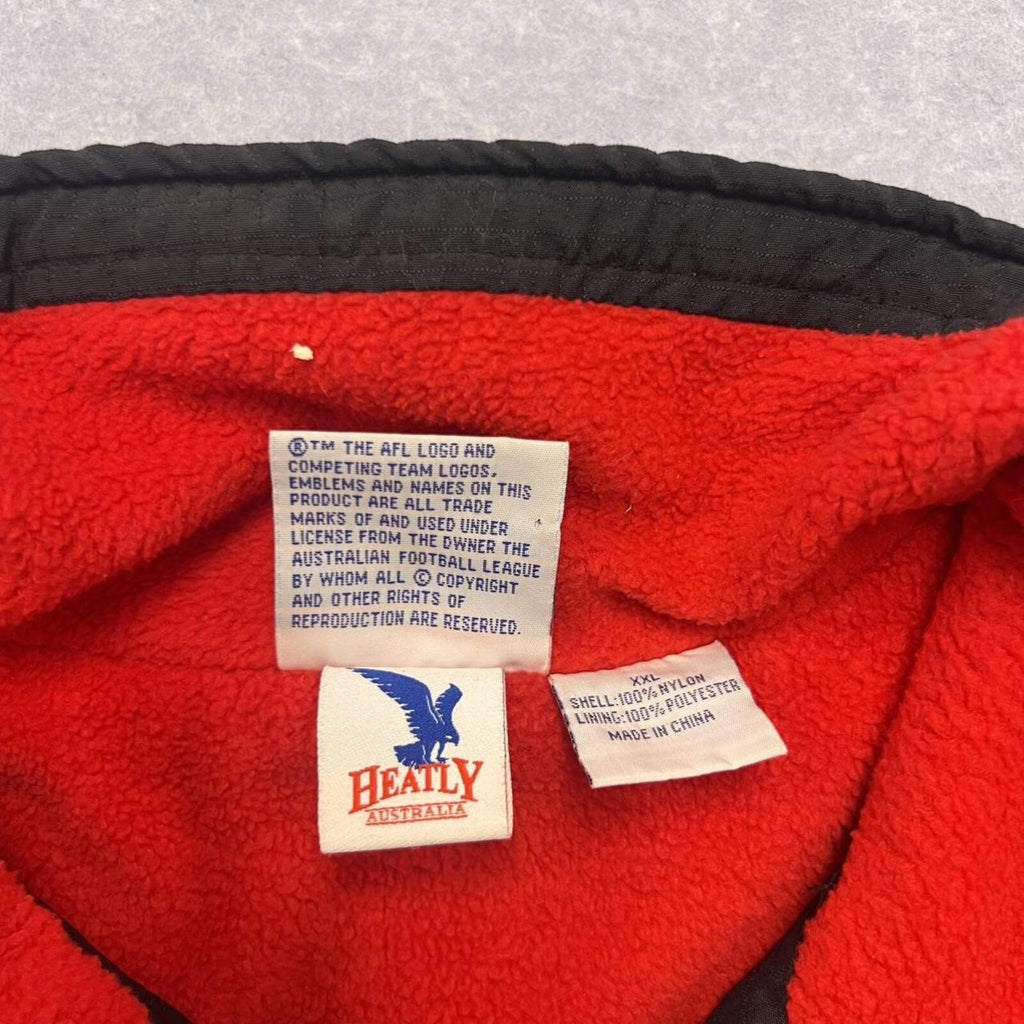Vintage Essendon FC AFL Heatly Black L Fleece Lined Heavyweight Jacket Men's XXL