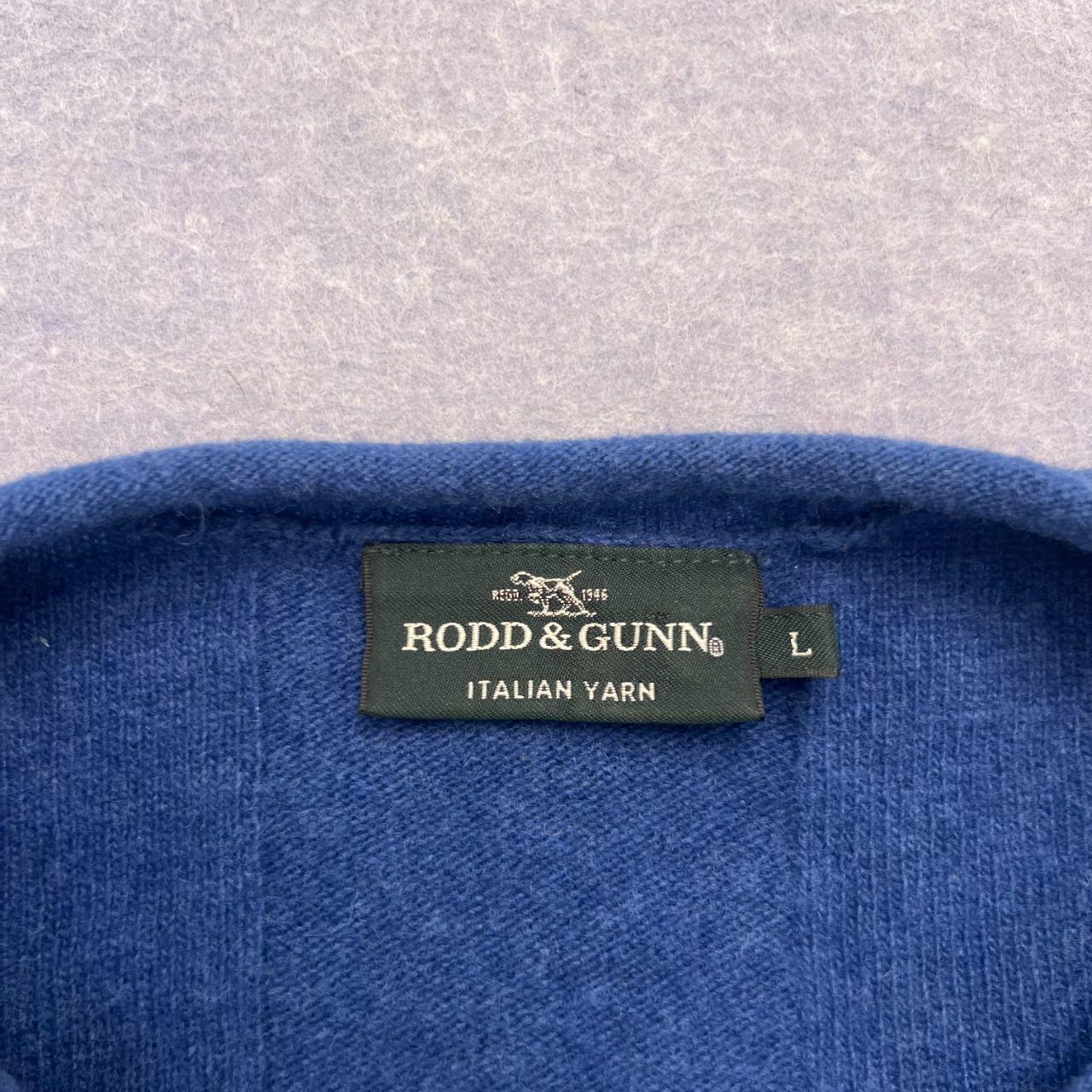 Rodd & Gunn Extra Fine Merino Wool Blue & Black V-Neck Knit Sweater Men's Large