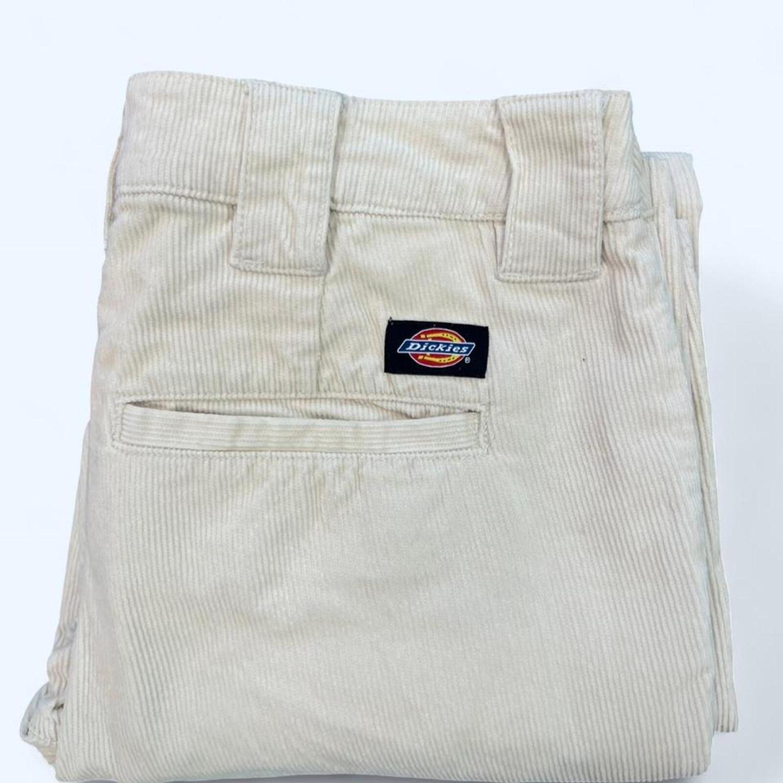 Dickies Men's Cream & White Corduroy Straight Leg 824 Trouser Pants Size 28