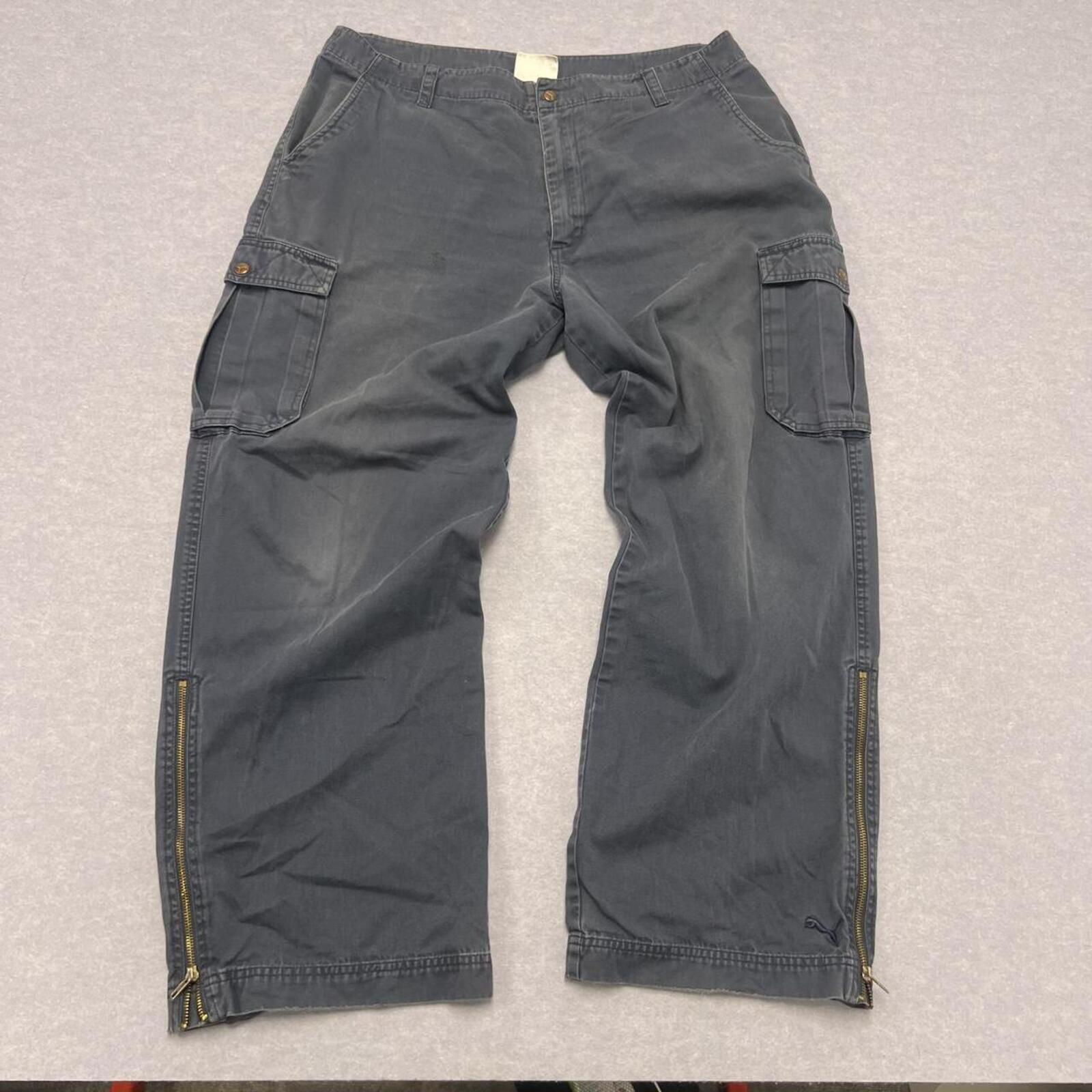 Vintage 90s Puma Men's Navy Blue Cargo Carpenter Pants Streetwear Zip-Leg Y2K XL