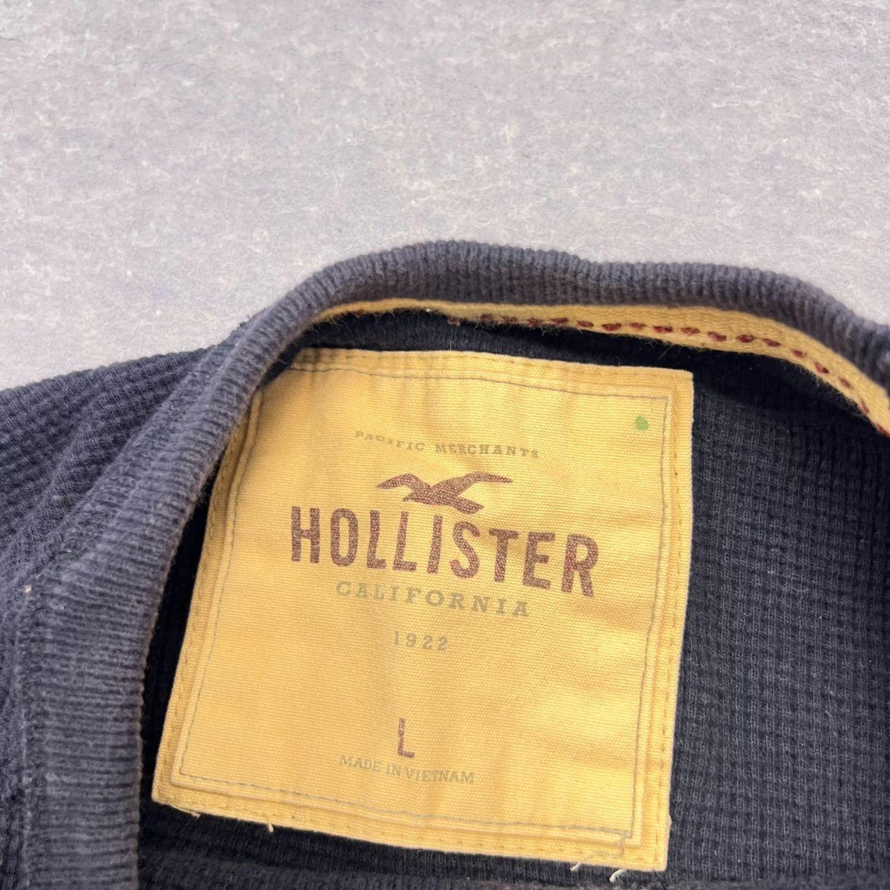 Vintage Hollister Surf Co Navy Blue Waffle Knit Embroidered Sweater Men's Large
