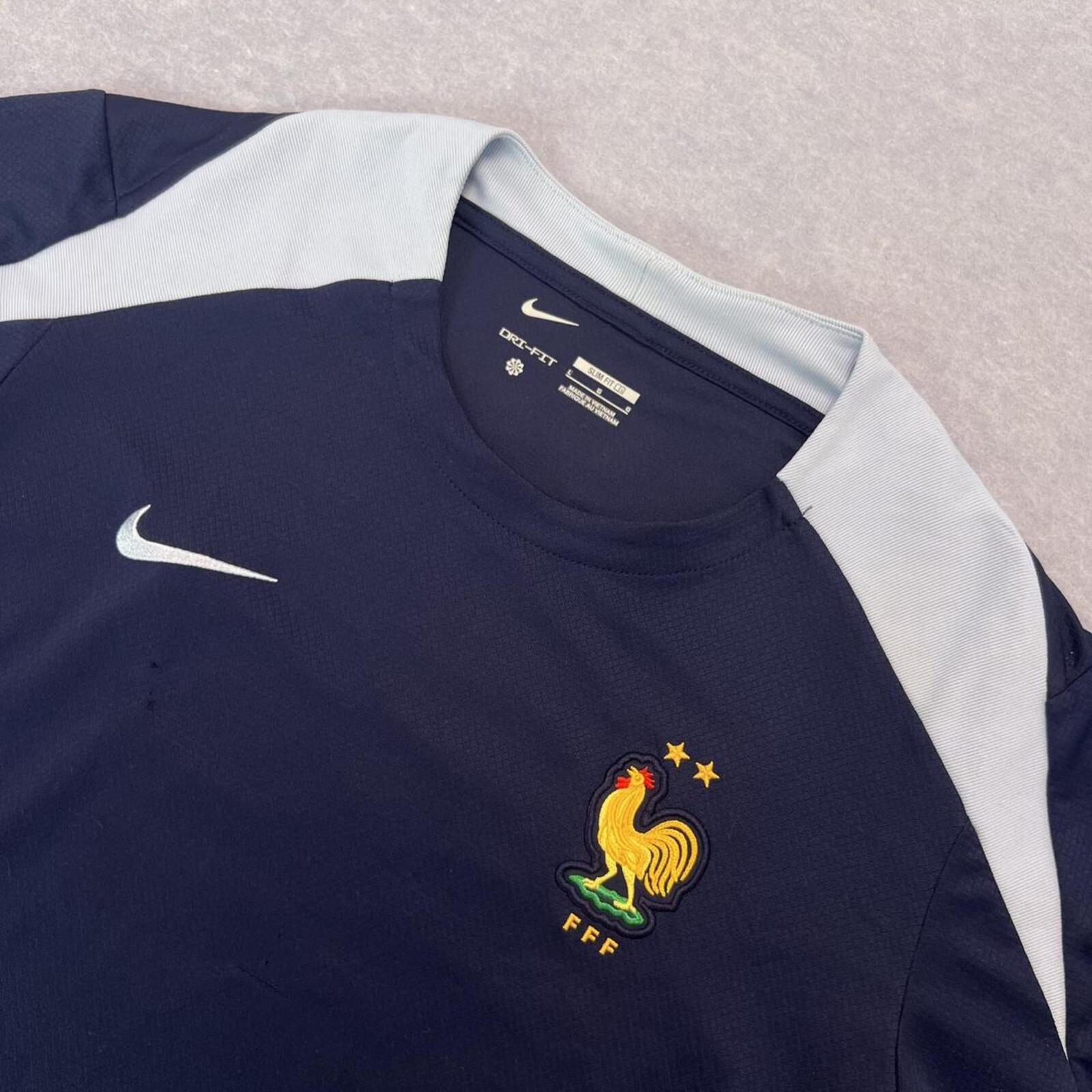 Nike France FFF National Team Strike Dri-Fit Slim Fit Training Jersey Navy Large