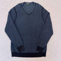 Rodd & Gunn Extra Fine Merino Wool Blue & Black V-Neck Knit Sweater Men's Large