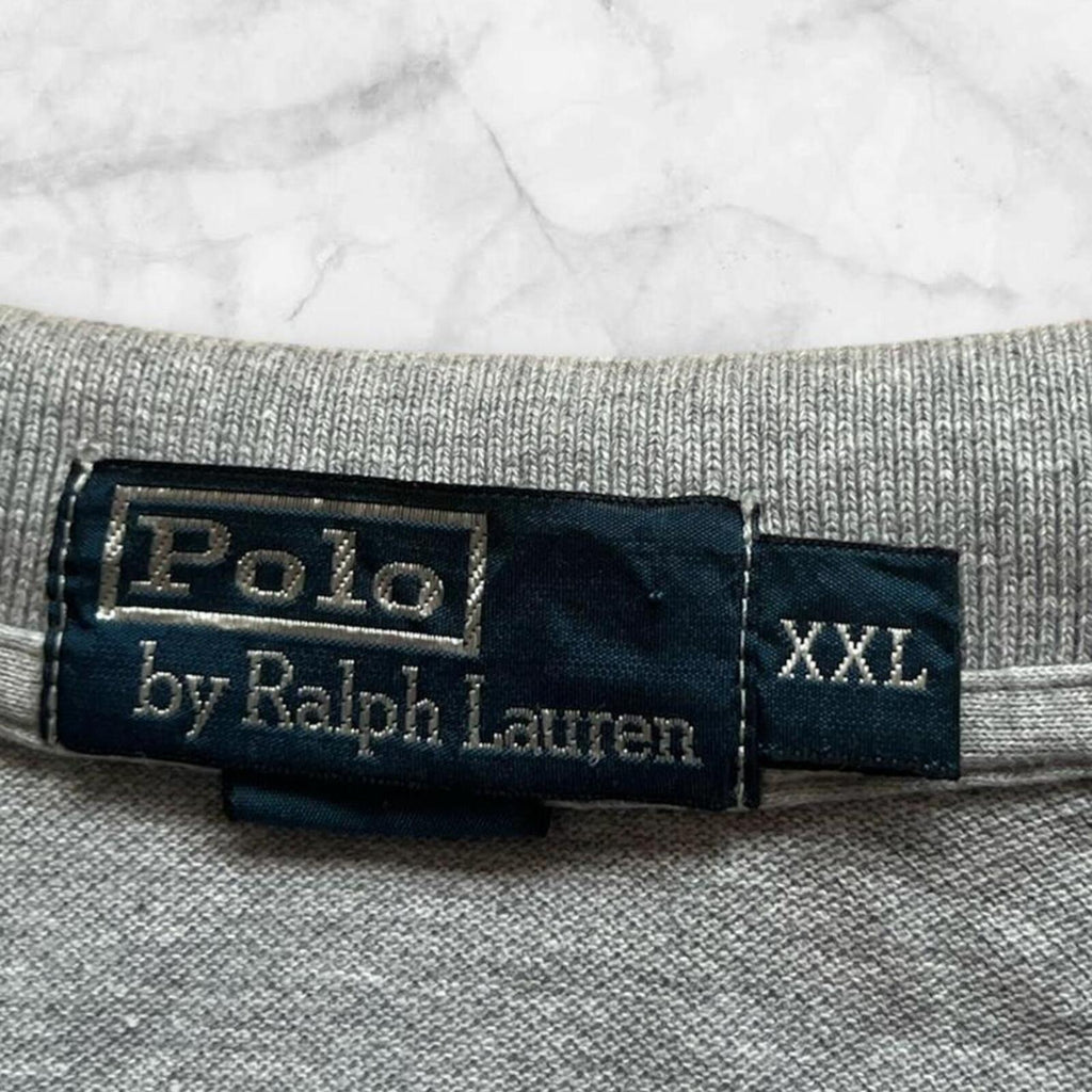 Vintage Polo Ralph Lauren Men’s Grey Preppy Casual Polo (Navy Pony) Size XXL