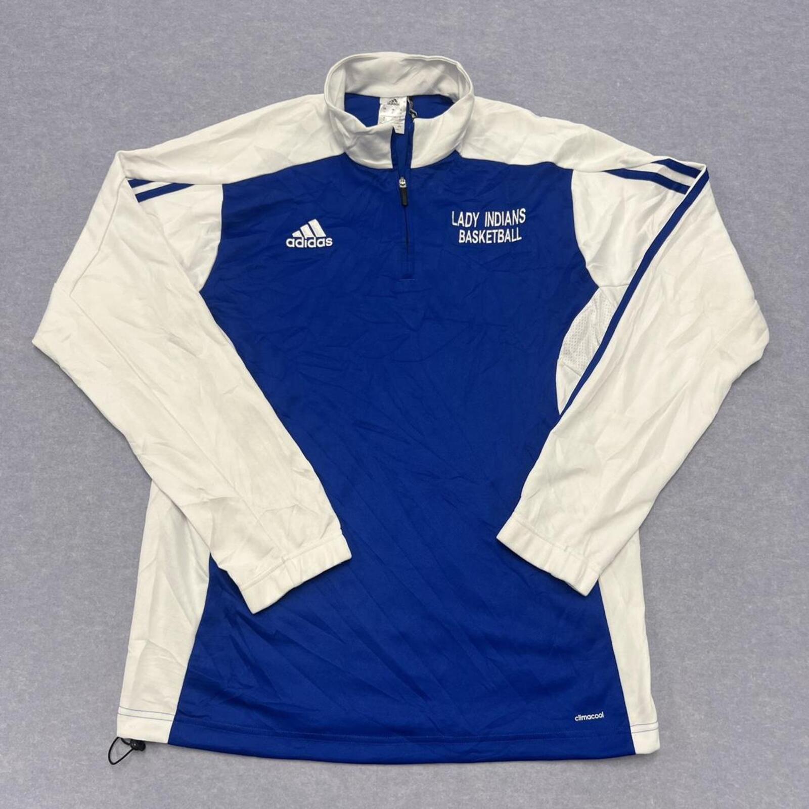 Adidas Lady Indians Basketball Blue & White Striped Track Jacket Men’s Large