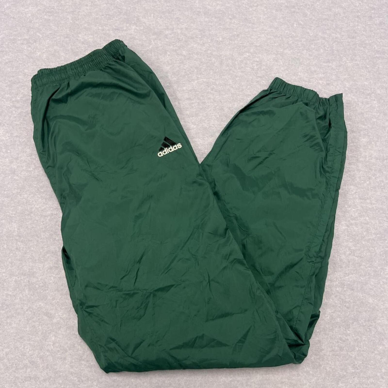 Vintage 90s Adidas Men's Dark Forest Green Parachute Shell Skater Track Pants Y2K Large