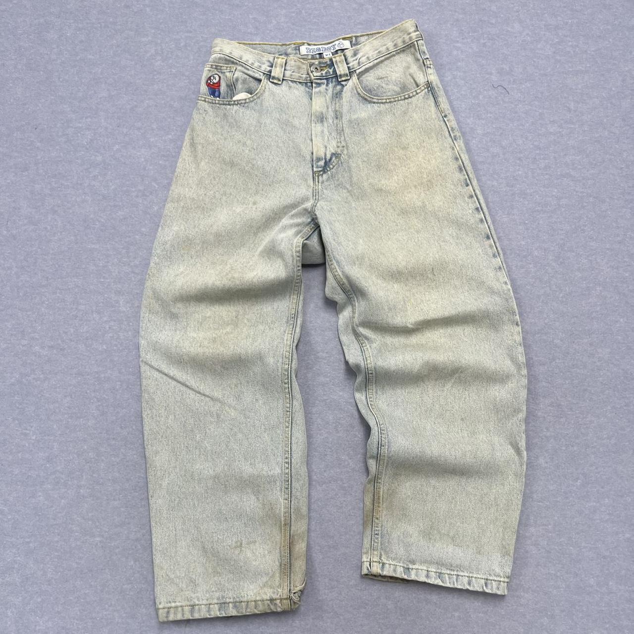 Polar Skate Co Big Boy Light Wash Baggy Denim Jeans Thrashed Distressed XS