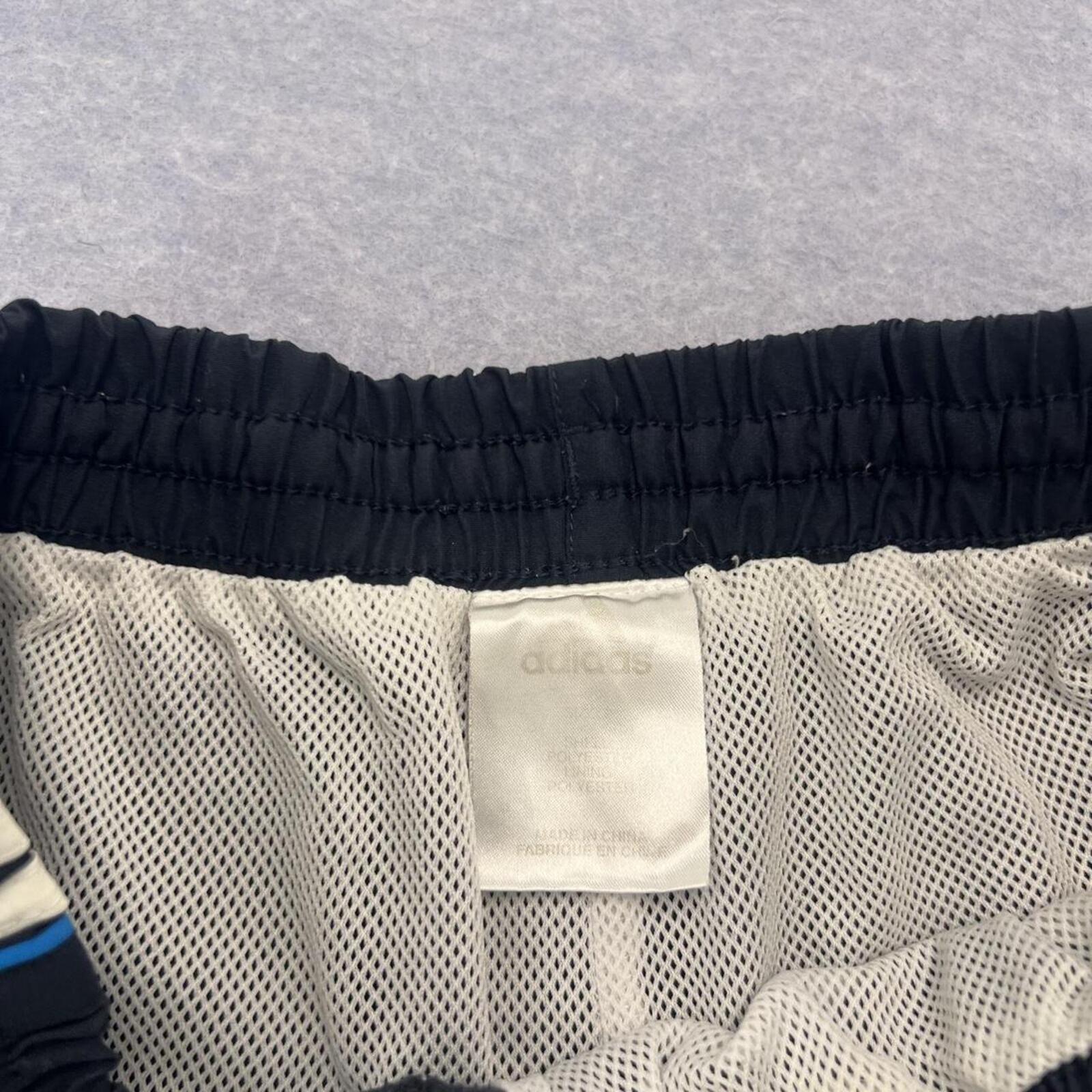 Vintage Adidas Men’s Navy Blue & White Spell Out Embroidered Y2K Sports Shorts Large