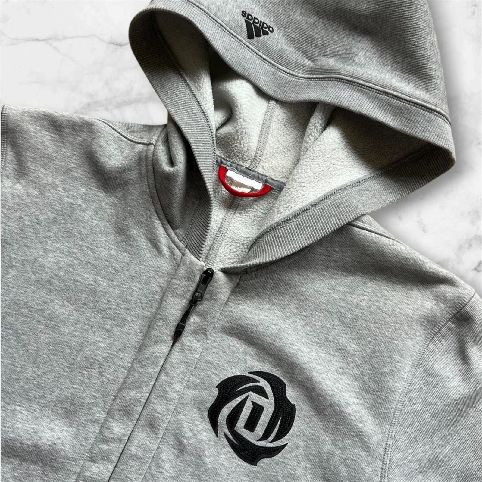 Adidas Derrick Rose Grey Hoodie Full Zip Waffle Fleece Men’s Medium